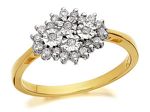 9ct Gold And Diamond Rhombus Cluster Ring 25pts