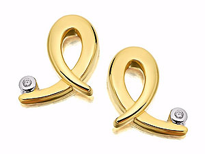 9ct gold and Diamond-Set Ribbon Earrings 045512