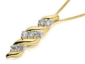 9ct gold and Diamond Triple Twist Pendant and Chain 049737