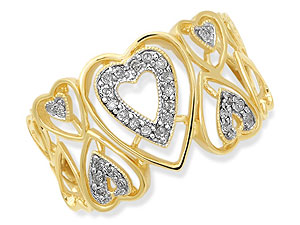 9ct gold and Diamonds Hearts Ring 046053-M
