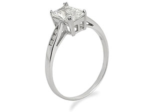 9ct Gold and Emerald-Cut Cubic Zirconia Ring