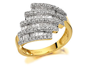 9ct Gold And Five Row Diamond Band Ring 1ct -