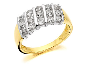 9ct Gold And Five Row Diamond Cluster Ring 1ct