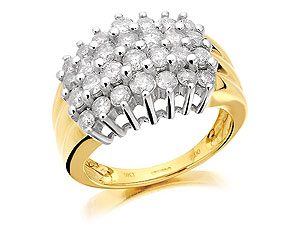 9ct gold and Four Rows of Diamonds Cluster Ring 049229-M