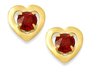 9ct gold and Garnet Heart Earrings 073902