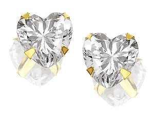 9ct gold and Heart Cubic Zirconia Earrings 072936