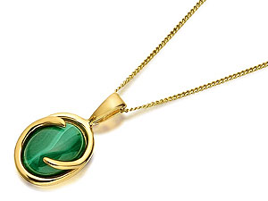 9ct Gold And Malachite Pendant And Chain - 188221