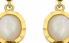 9ct Gold and Mother of Pearl Oval Drop Earrings