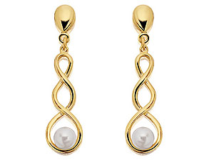 9ct gold and Pearl Drop Earrings 071412