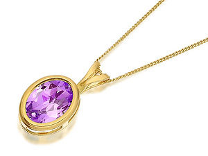 9ct Gold And Purple Amethyst Pendant And Chain -