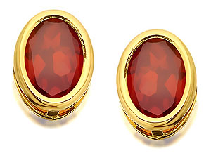 9ct Gold And Red Garnet Earrings - 070487