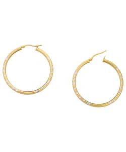 9ct Gold and Silver Diamond Cut Hoop Creole