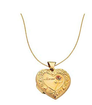 9ct Gold and Silver Engraved Mum Heart Locket Pendant