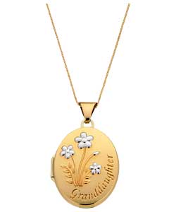 9ct Gold and Silver Granddaughter Oval Locket Pendant