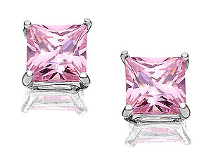 9ct gold and Square Pink Cubic Zirconia