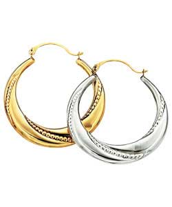 9ct gold and Sterling Silver Swirl Creole Earrings