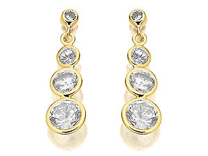 9ct Gold and Trilogy Cubic Zirconia Drop