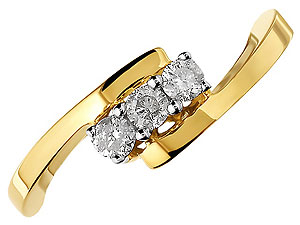 9ct gold and Trilogy Diamond Crossover Ring 045911-J