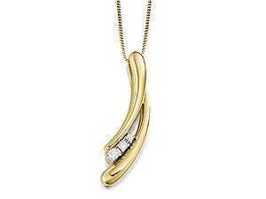 9ct gold and Trilogy Diamond Curve Pendant and Chain 045787