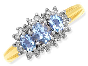 Aquamarine and Diamond Cluster Ring 048402-J