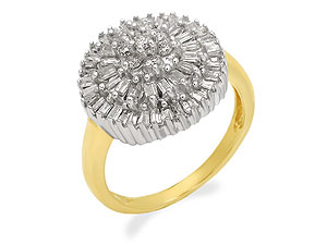 9ct gold Baguette and Round Diamond Cluster Ring 046035-J