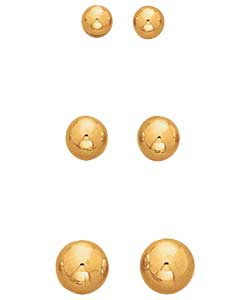 9ct Gold Ball Studs - Set of 3