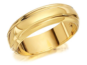 9ct Gold Banded Grooms Wedding Ring 6mm - 184210