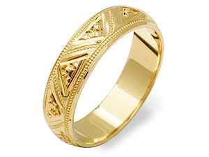 9ct gold Beaded Brides Wedding Ring 184397-M