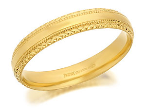 9ct Gold Beaded Edge Brides Wedding Ring 4mm -