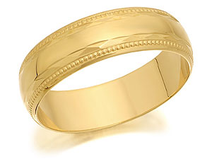 9ct Gold Beaded Edge Brides Wedding Ring 5mm -