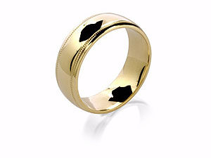 9ct gold Beaded Edge Grooms Wedding Ring 184226-V