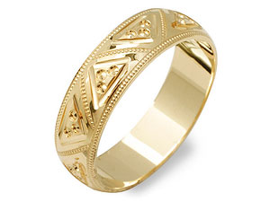 9ct gold Beaded Grooms Wedding Ring 184347-V
