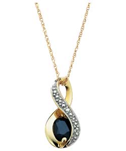 9ct gold Black Sapphire Figure of 8 Pendant