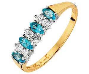 9ct Gold Blue Topaz and Cubic Zirconia Eternity Ring