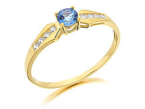 9ct gold Blue Topaz and Cubic Zirconia Ring