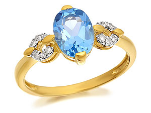 Blue Topaz And Diamond Circles Ring -
