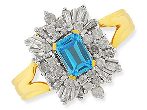 9ct gold Blue Topaz and Diamond Cluster Ring 048414-K