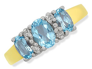 9ct gold Blue Topaz and Diamond Ring 048436-J