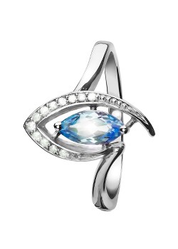 9ct Gold Blue Topaz and Diamond Ring `PR5047