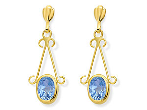 9ct gold Blue Topaz Drop Earrings 071517