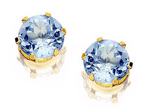 9ct Gold Blue Topaz Earrings 6mm - 070571