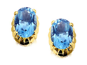 9ct Gold Blue Topaz Earrings 7mm - 070452
