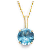 9ct Gold Blue Topaz Pendant - Birthstone for March