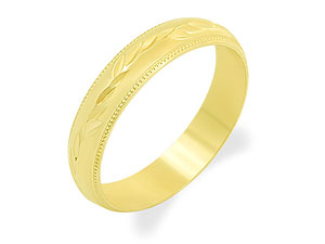9ct gold Brides Leaf-Pattern Wedding Ring 184271-L