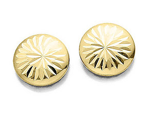 9ct Gold Button Earrings - 070853