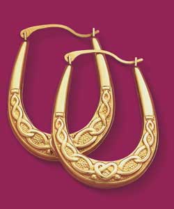 9ct gold Celtic Heart Creole Earrings