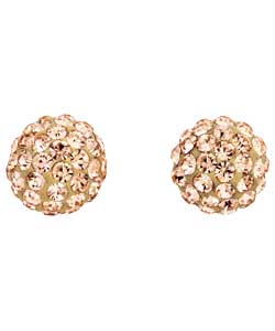 9ct Gold Champagne Glitter Ball Stud Earrings