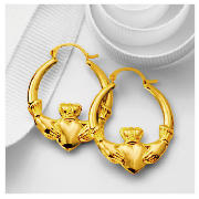 9ct Gold Claddagh Hoops