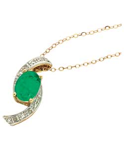 Created Emerald and Diamond Crossover Pendant