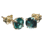 9ct Gold Created Emerald Earrings - Birthstone
